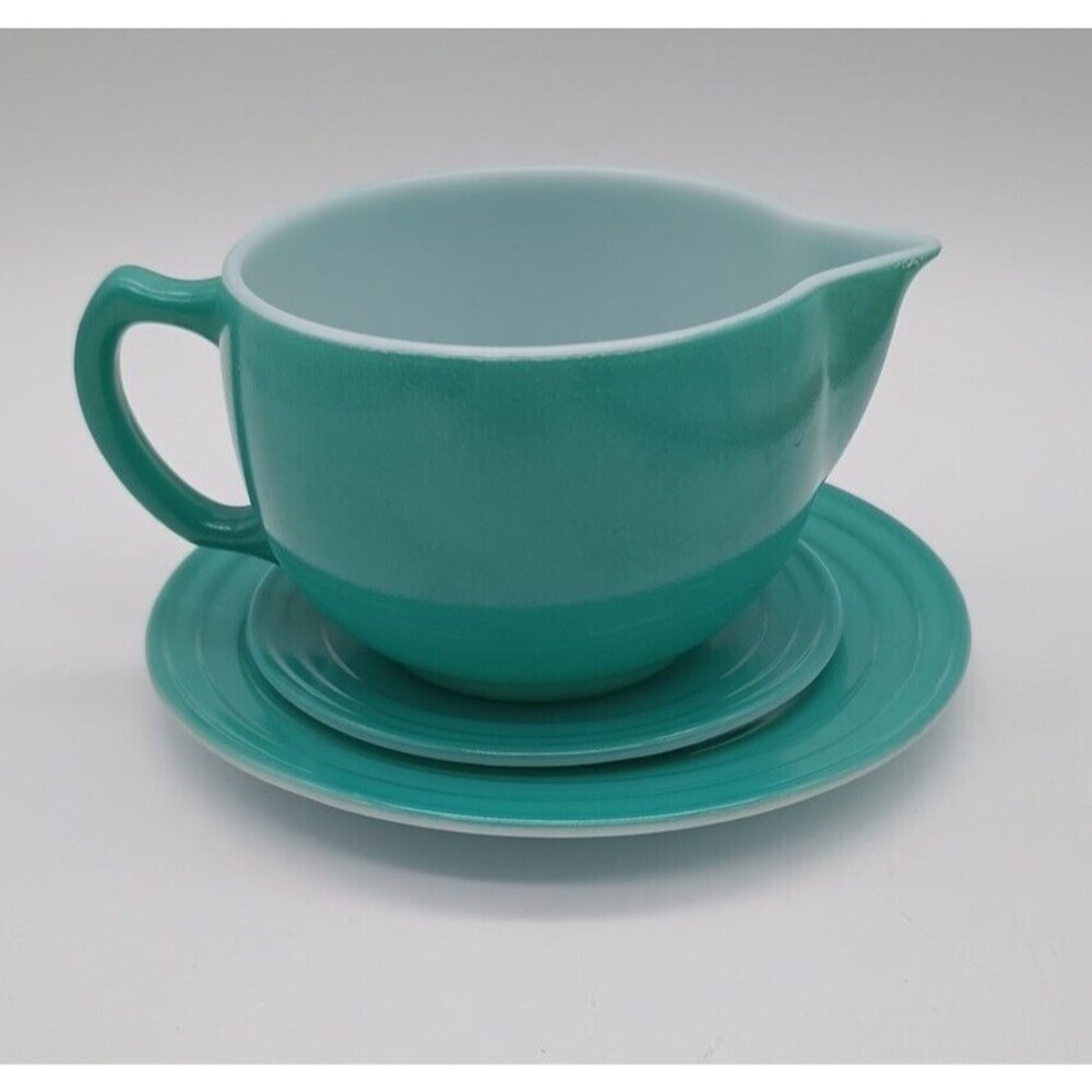 Vtg Hazel Atlas Moderntone Little Hostess Green Replacement Pot Plate Saucer